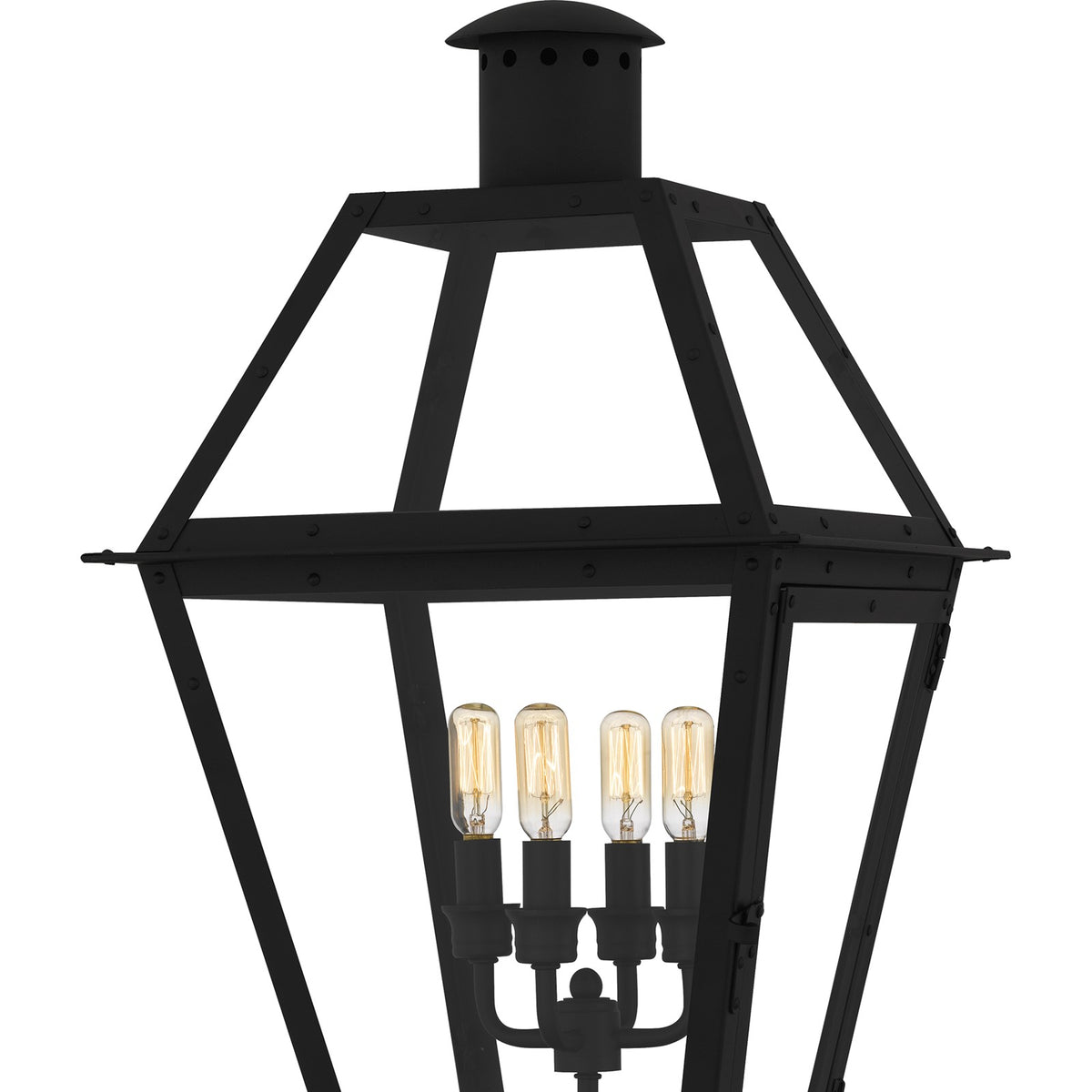 Quoizel Rue De Royal 18in 4-Light Outdoor Lantern | Traditional Earth Black and Clear Glass | Front Porch & Entryway | Model RO9014EK
