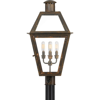 Quoizel Rue De Royal 4 Light Outdoor Post Lantern, Industrial Bronze