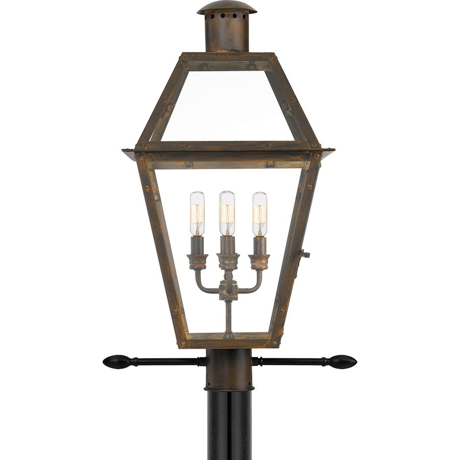 Quoizel Rue De Royal 4 Light Outdoor Post Lantern, Industrial Bronze