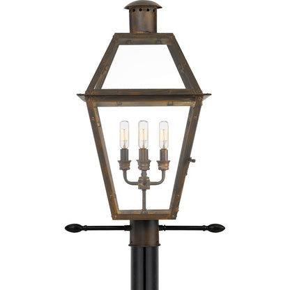 Quoizel Rue De Royal 4 Light Outdoor Post Lantern, Industrial Bronze