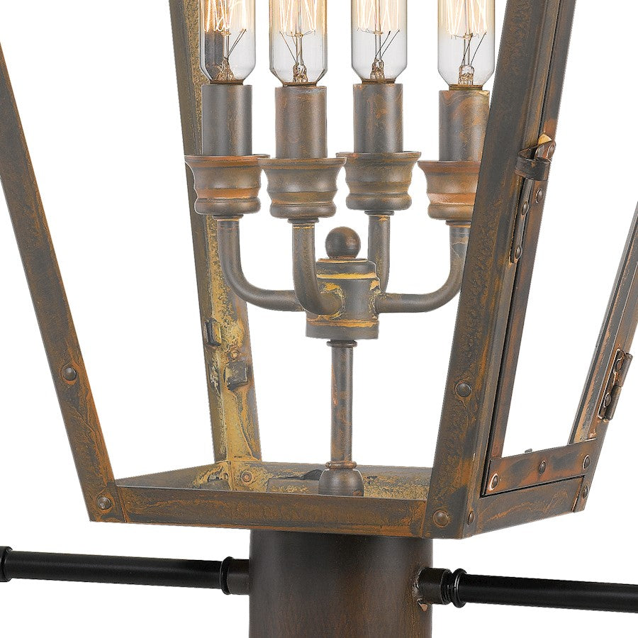 Quoizel Rue De Royal 4 Light Outdoor Post Lantern, Industrial Bronze