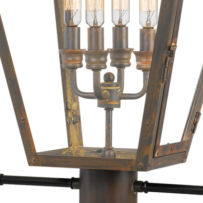 Quoizel Rue De Royal 4 Light Outdoor Post Lantern, Industrial Bronze