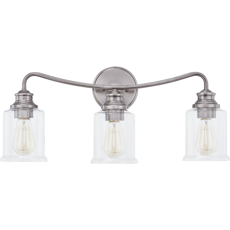 Quoizel Rover 3 Light Bath Vanity, Polished Antique Nickel
