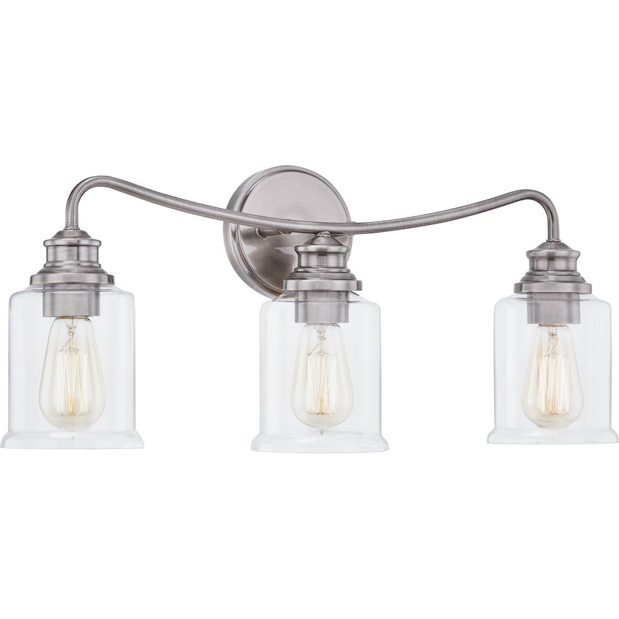 Quoizel Rover 3 Light Bath Vanity, Polished Antique Nickel