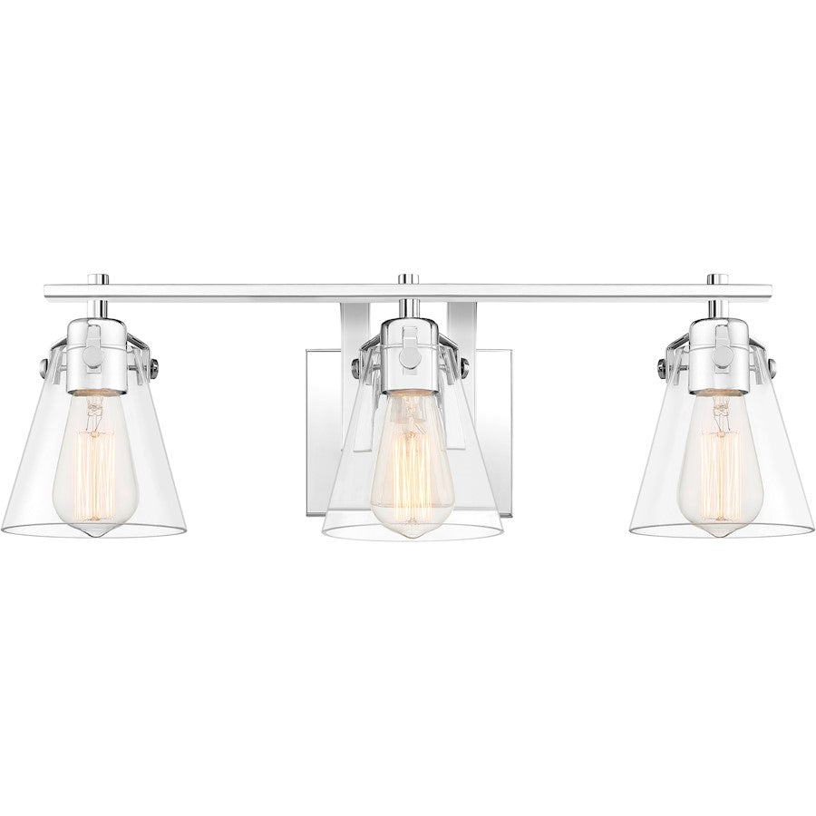 Quoizel Sabine 3 Light Bath, Polished Chrome/Clear Glass