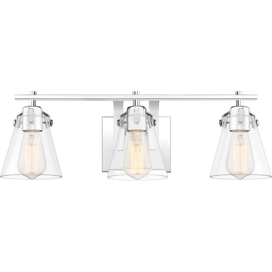 Quoizel Sabine 3 Light Bath, Polished Chrome/Clear Glass