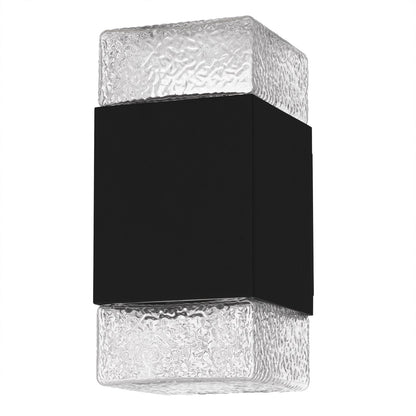 Quoizel Saxton 10in 1-Light Outdoor Wall Sconce | Contemporary Matte Black and Clear Textured Glass | Front Door & Porch | Model SAX8305MBK