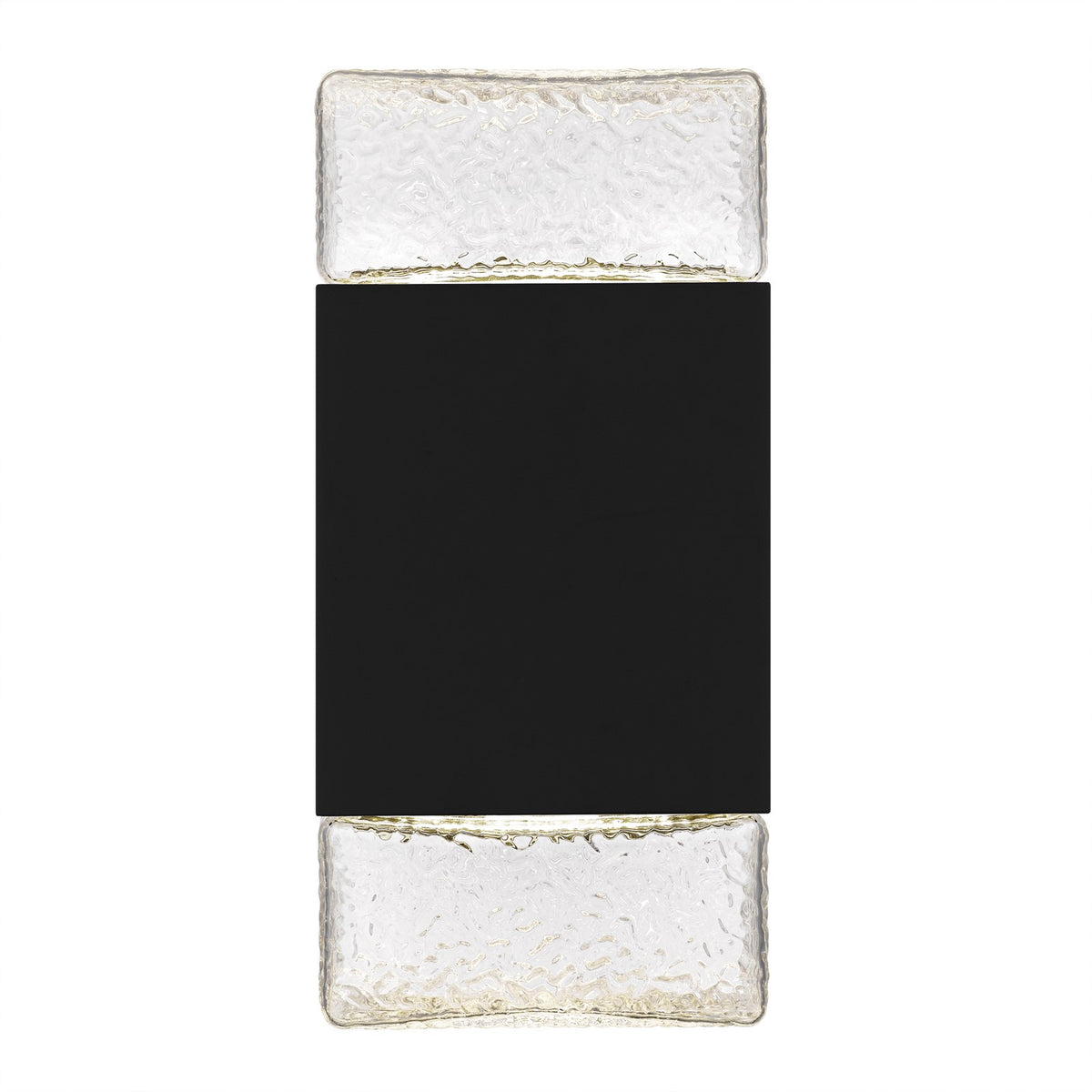 Quoizel Saxton 10in 1-Light Outdoor Wall Sconce | Contemporary Matte Black and Clear Textured Glass | Front Door & Porch | Model SAX8305MBK