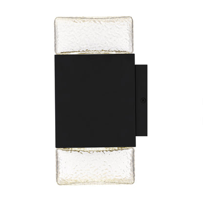 Quoizel Saxton 10in 1-Light Outdoor Wall Sconce | Contemporary Matte Black and Clear Textured Glass | Front Door & Porch | Model SAX8305MBK