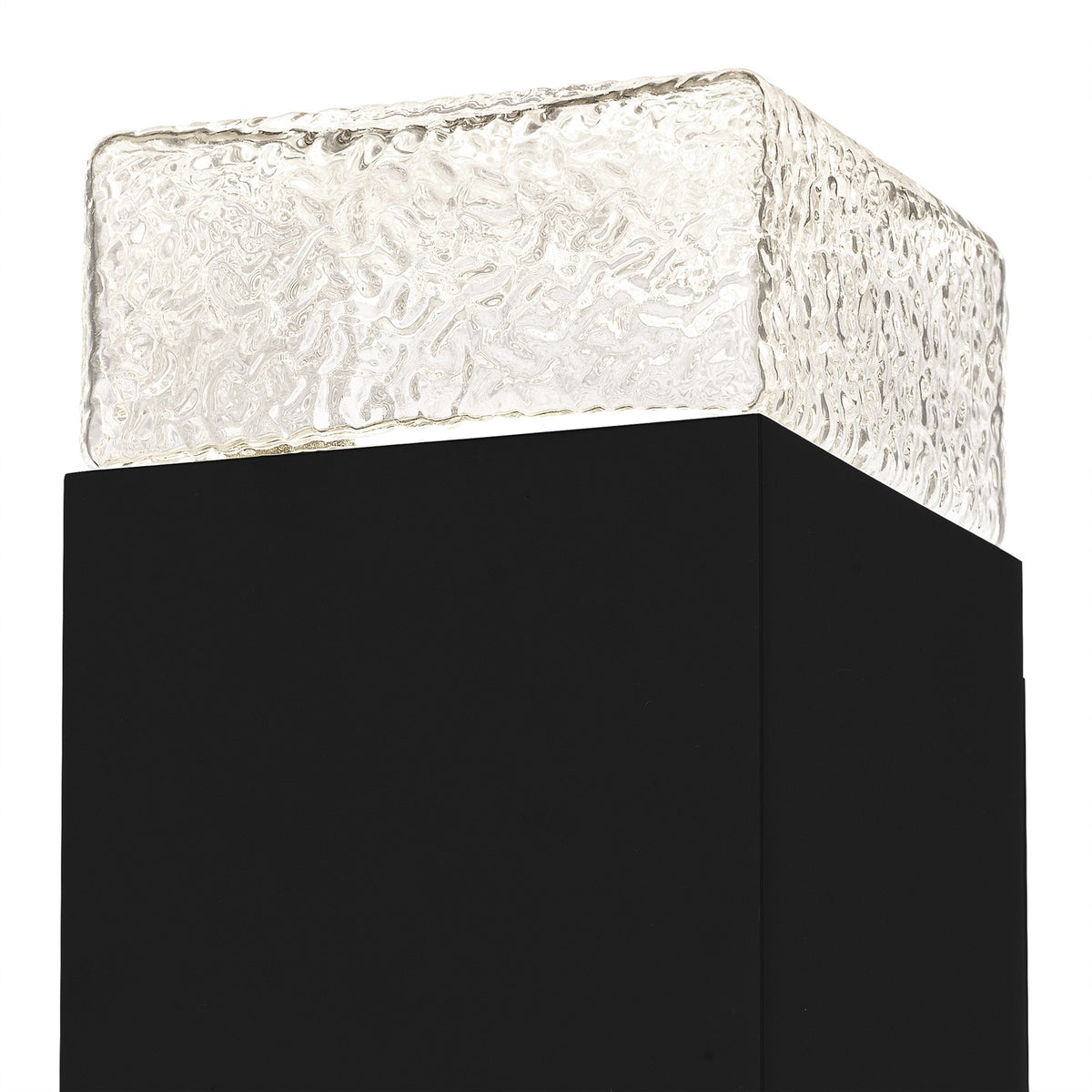 Quoizel Saxton 10in 1-Light Outdoor Wall Sconce | Contemporary Matte Black and Clear Textured Glass | Front Door & Porch | Model SAX8305MBK