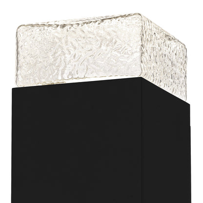 Quoizel Saxton 10in 1-Light Outdoor Wall Sconce | Contemporary Matte Black and Clear Textured Glass | Front Door & Porch | Model SAX8305MBK