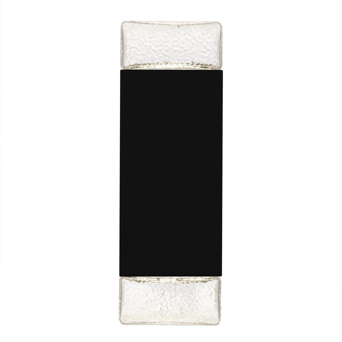 Quoizel Saxton 14in 1-Light Outdoor Wall Sconce | Contemporary Matte Black and Clear Textured Glass | Front Door & Porch | Model SAX8405MBK