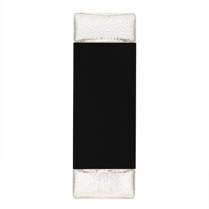 Quoizel Saxton 14in 1-Light Outdoor Wall Sconce | Contemporary Matte Black and Clear Textured Glass | Front Door & Porch | Model SAX8405MBK