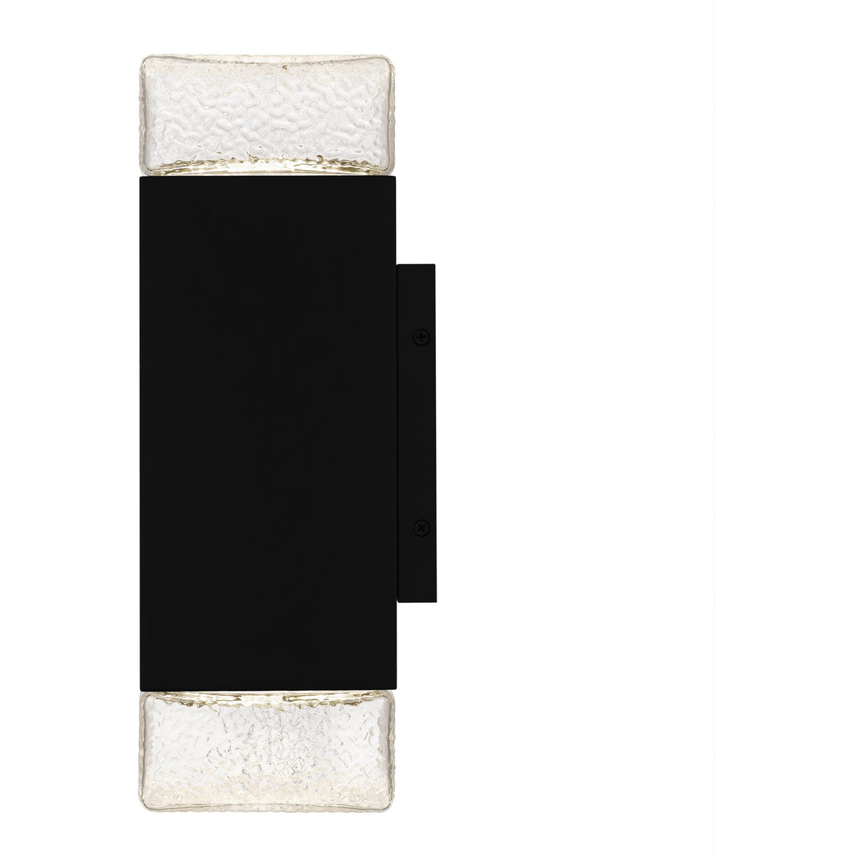 Quoizel Saxton 14in 1-Light Outdoor Wall Sconce | Contemporary Matte Black and Clear Textured Glass | Front Door & Porch | Model SAX8405MBK
