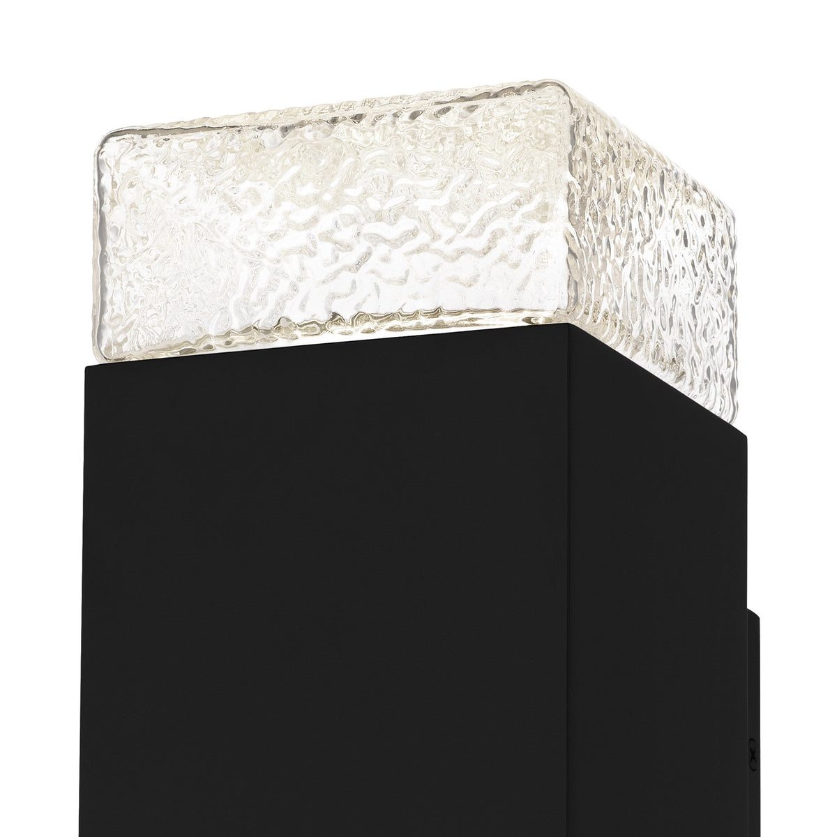 Quoizel Saxton 14in 1-Light Outdoor Wall Sconce | Contemporary Matte Black and Clear Textured Glass | Front Door & Porch | Model SAX8405MBK