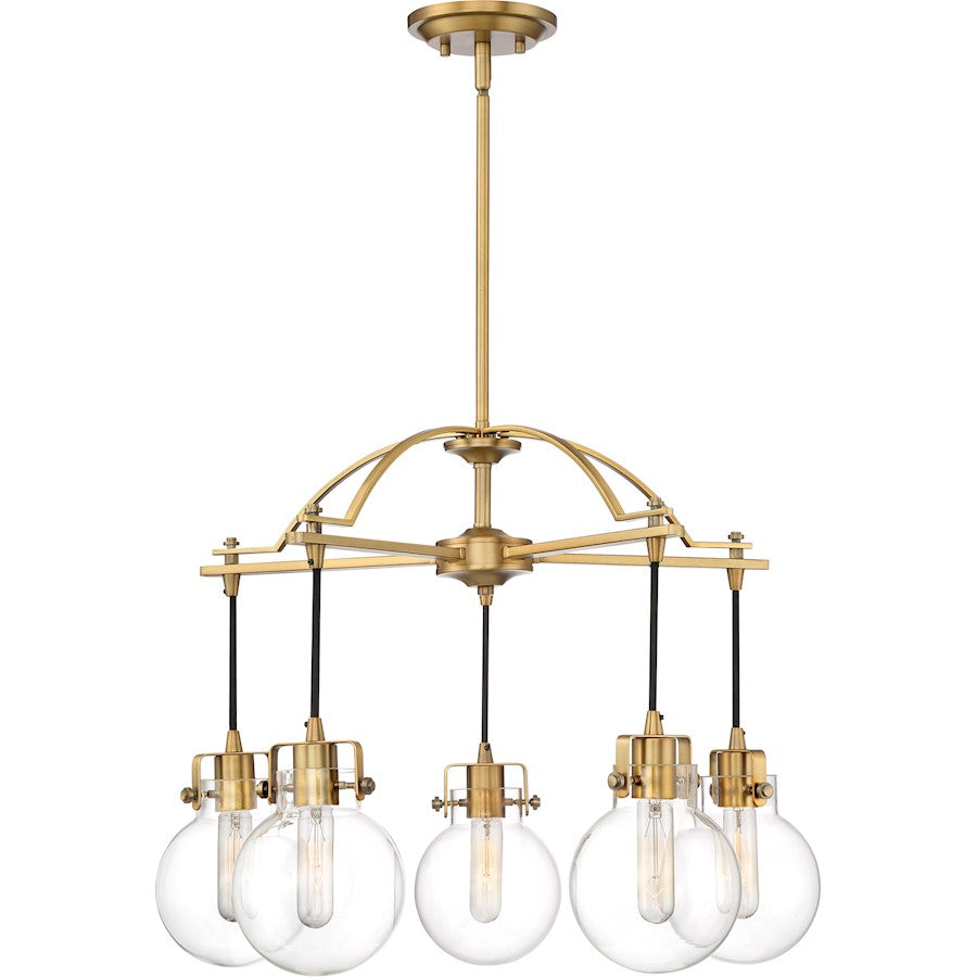 Quoizel 5 Light Sidwell Chandelier, Weathered Brass