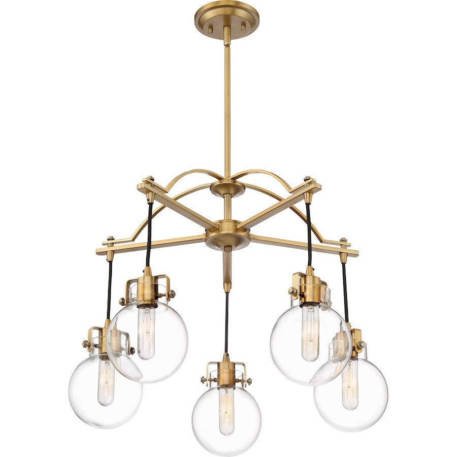 Quoizel 5 Light Sidwell Chandelier, Weathered Brass