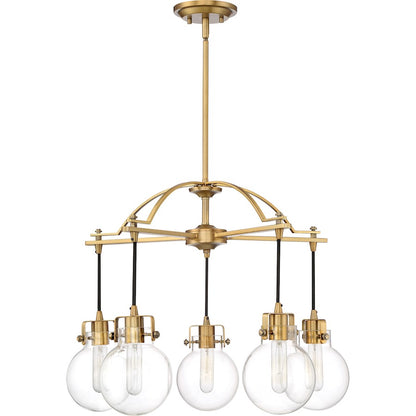 Quoizel 5 Light Sidwell Chandelier, Weathered Brass
