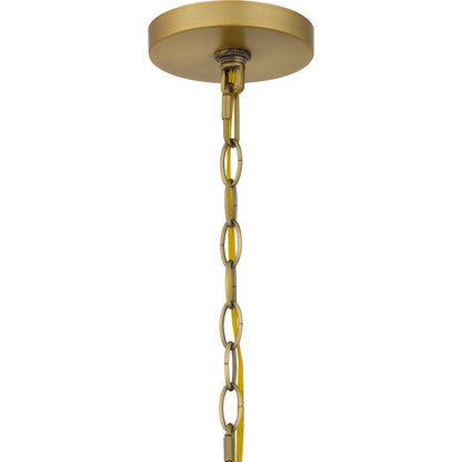 Quoizel Sunday 28in 6-Light Chandelier | Glam Aged Brass and Clear Crystal Glass | Dining Room & Foyer | 28 x 28 x 31.5 in | Model SDY5028AB