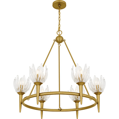 Quoizel Shea 31in 6-Light Chandelier | Traditional Brushed Gold and Clear Glass | Dining Room & Foyer | 31 x 31 x 30 in | Model SHA5032BRG