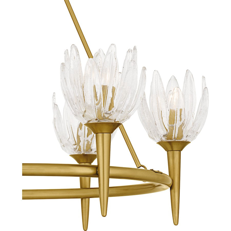 Quoizel Shea 31in 6-Light Chandelier | Traditional Brushed Gold and Clear Glass | Dining Room & Foyer | 31 x 31 x 30 in | Model SHA5032BRG