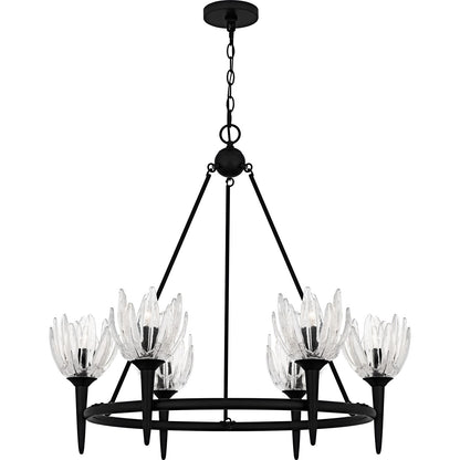 Quoizel Shea 31in 6-Light Chandelier | Traditional Matte Black and Clear Glass | Dining Room & Foyer | 31 x 31 x 30 in | Model SHA5032MBK