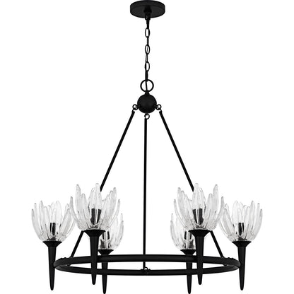 Quoizel Shea 31in 6-Light Chandelier | Traditional Matte Black and Clear Glass | Dining Room & Foyer | 31 x 31 x 30 in | Model SHA5032MBK