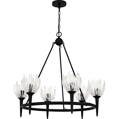 Quoizel Shea 31in 6-Light Chandelier | Traditional Matte Black and Clear Glass | Dining Room & Foyer | 31 x 31 x 30 in | Model SHA5032MBK