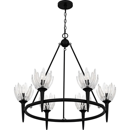 Quoizel Shea 31in 6-Light Chandelier | Traditional Matte Black and Clear Glass | Dining Room & Foyer | 31 x 31 x 30 in | Model SHA5032MBK
