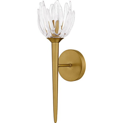 Quoizel Shea 18in 1-Light Wall Sconce | Traditional Brushed Gold and Clear Glass | Bedroom & Hallway | 6 x 7.5 x 18.5 in | Model SHA8806BRG