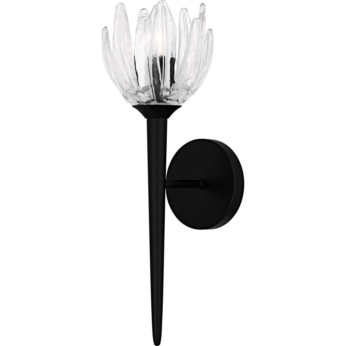 Quoizel Shea 18in 1-Light Wall Sconce | Traditional Matte Black and Clear Glass | Bedroom & Hallway | 6 x 7.5 x 18.5 in | Model SHA8806MBK