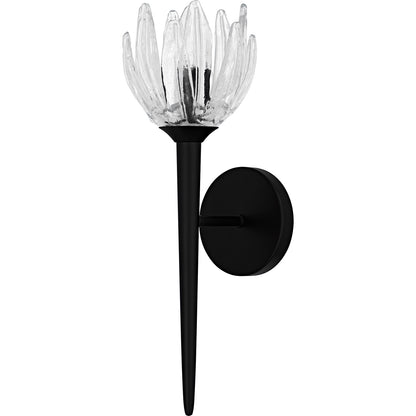 Quoizel Shea 18in 1-Light Wall Sconce | Traditional Matte Black and Clear Glass | Bedroom & Hallway | 6 x 7.5 x 18.5 in | Model SHA8806MBK