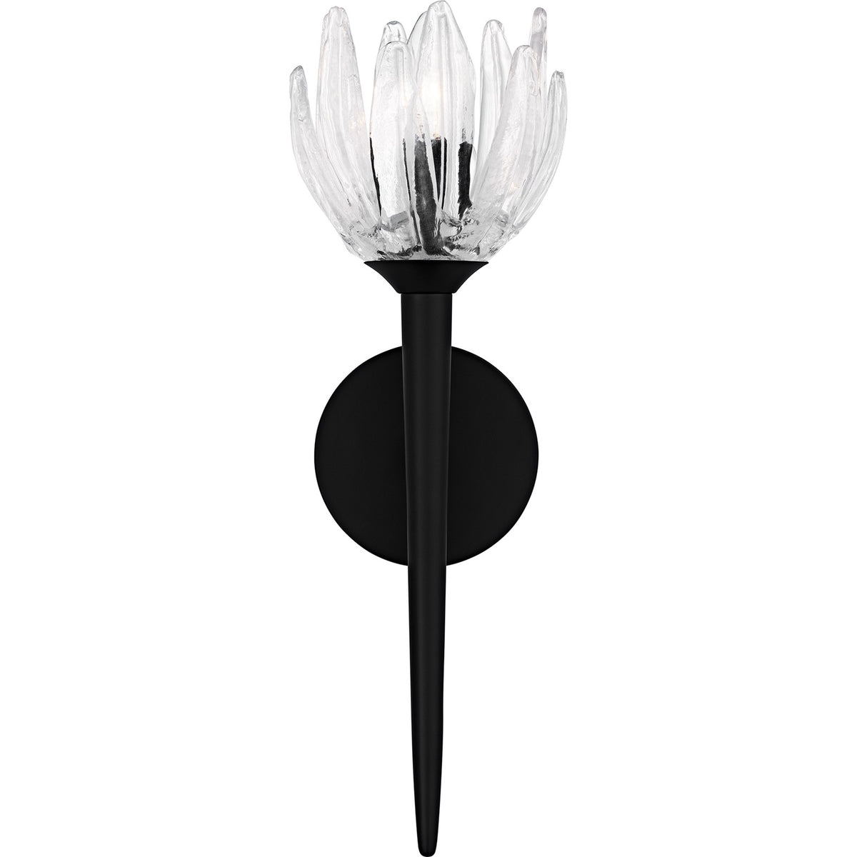 Quoizel Shea 18in 1-Light Wall Sconce | Traditional Matte Black and Clear Glass | Bedroom & Hallway | 6 x 7.5 x 18.5 in | Model SHA8806MBK