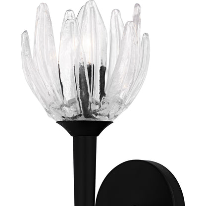 Quoizel Shea 18in 1-Light Wall Sconce | Traditional Matte Black and Clear Glass | Bedroom & Hallway | 6 x 7.5 x 18.5 in | Model SHA8806MBK