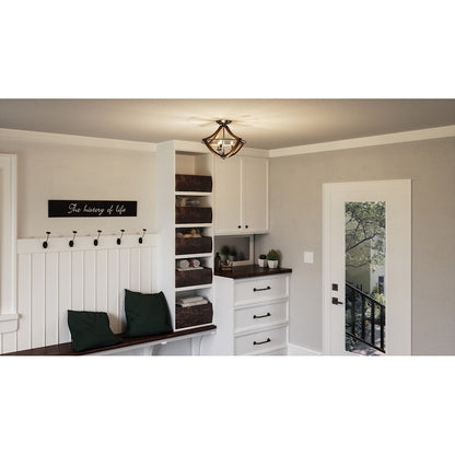 Quoizel 3 Light Shire Flush Mount, Rustic Black