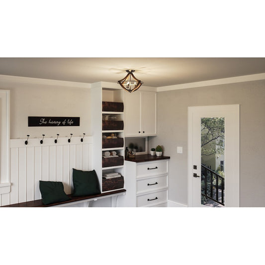 Quoizel 3 Light Shire Flush Mount, Rustic Black
