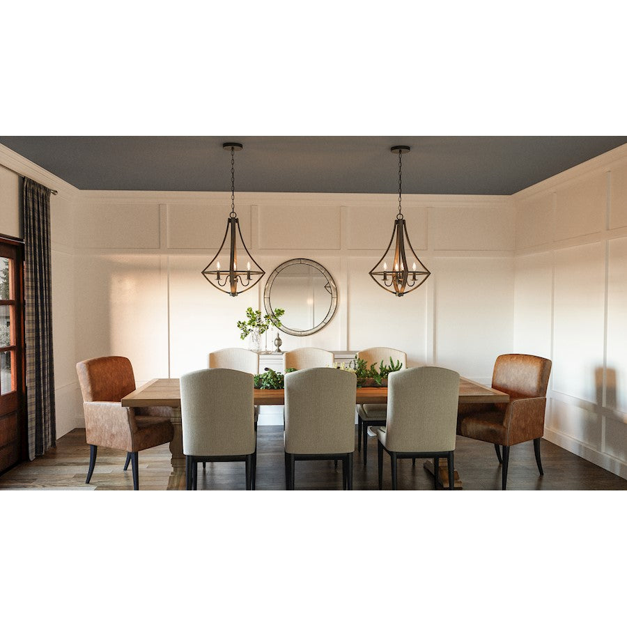 Quoizel 4 Light Shire Dinette Chandelier, Rustic Black