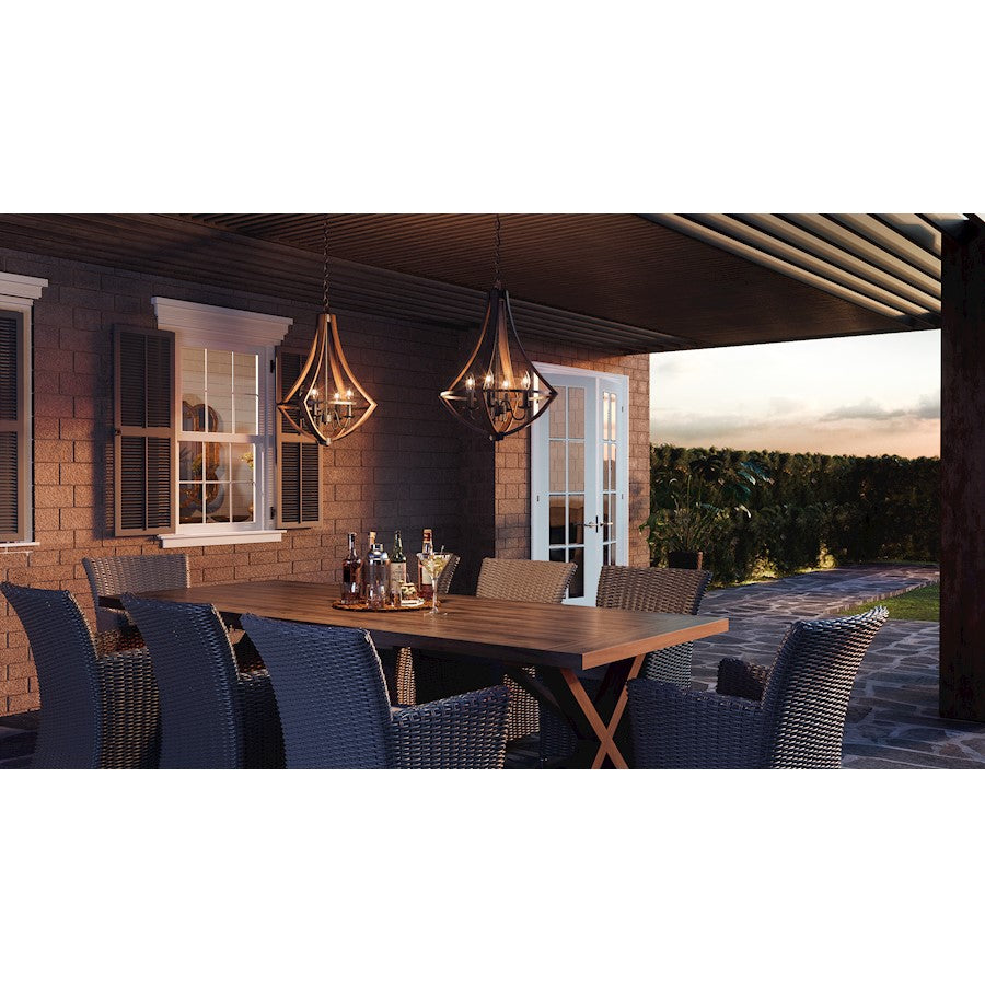 Quoizel 4 Light Shire Dinette Chandelier, Rustic Black