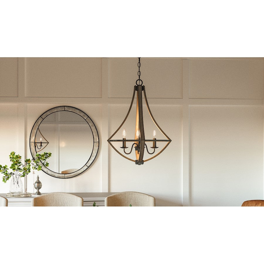 Quoizel 4 Light Shire Dinette Chandelier, Rustic Black