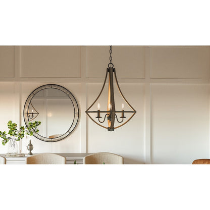 Quoizel 4 Light Shire Dinette Chandelier, Rustic Black