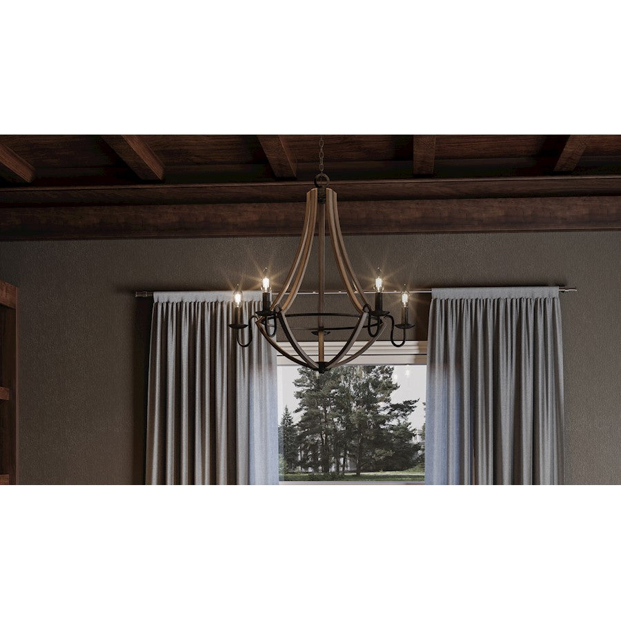 Quoizel Shire Chandelier, Rustic Black