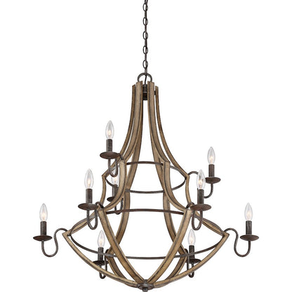 Quoizel Shire Chandelier, Rustic Black