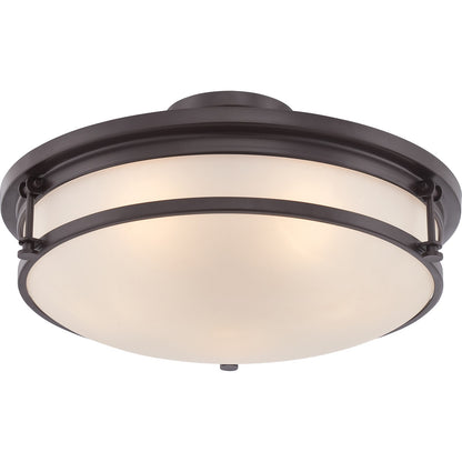 Quoizel Sailor 20in 5-Light Semi-Flush Mount | Nautical Western Bronze and White Etched Glass | Bedroom & Foyer | 20 x 20 x 9.5 in | Model SLR1720WT