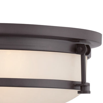 Quoizel Sailor 20in 5-Light Semi-Flush Mount | Nautical Western Bronze and White Etched Glass | Bedroom & Foyer | 20 x 20 x 9.5 in | Model SLR1720WT