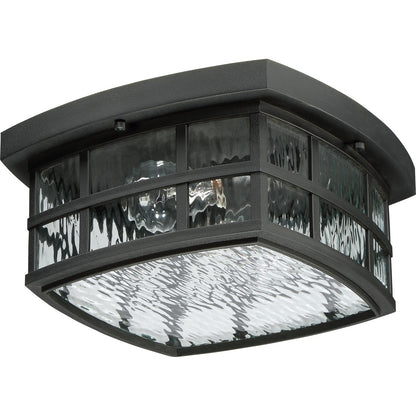 Quoizel Stonington 12in 2-Light Outdoor Lantern | Coastal Mystic Black and Clear Water Glass | Porch & Patio | 12 x 12 x 5.75 in | Model SNN1612K