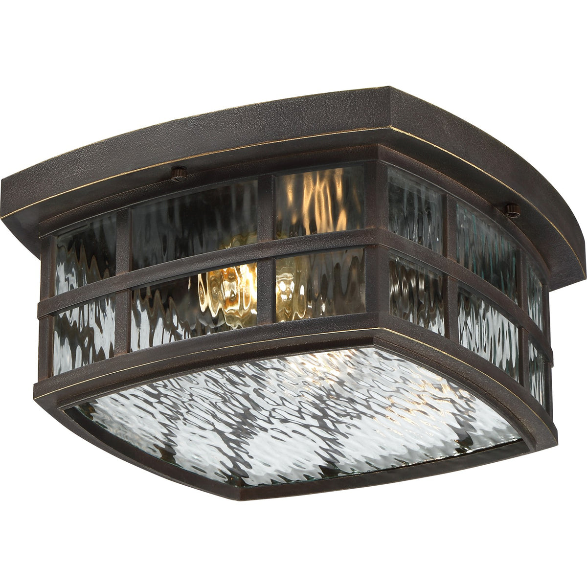 Quoizel Stonington 12in 2-Light Outdoor Lantern | Coastal Palladian Bronze and Clear Water Glass | Porch & Patio | 12 x 12 x 5.75 in | Model SNN1612PN