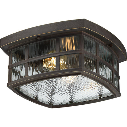 Quoizel Stonington 12in 2-Light Outdoor Lantern | Coastal Palladian Bronze and Clear Water Glass | Porch & Patio | 12 x 12 x 5.75 in | Model SNN1612PN