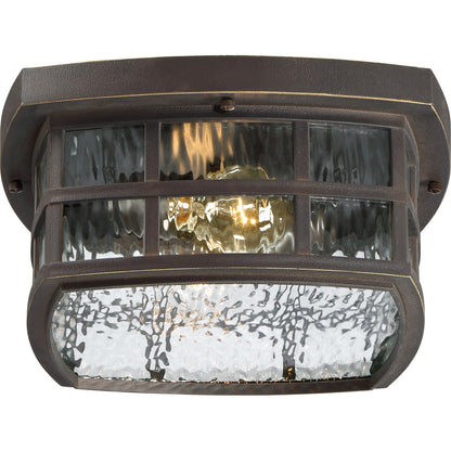 Quoizel Stonington 12in 2-Light Outdoor Lantern | Coastal Palladian Bronze and Clear Water Glass | Porch & Patio | 12 x 12 x 5.75 in | Model SNN1612PN