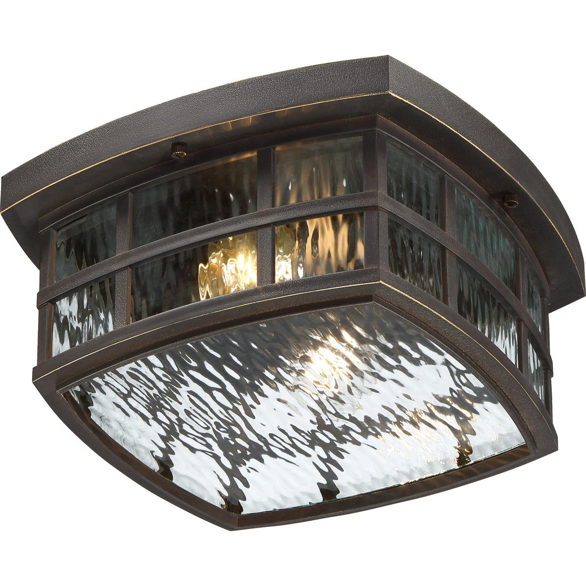 Quoizel Stonington 12in 2-Light Outdoor Lantern | Coastal Palladian Bronze and Clear Water Glass | Porch & Patio | 12 x 12 x 5.75 in | Model SNN1612PN