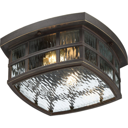 Quoizel Stonington 12in 2-Light Outdoor Lantern | Coastal Palladian Bronze and Clear Water Glass | Porch & Patio | 12 x 12 x 5.75 in | Model SNN1612PN